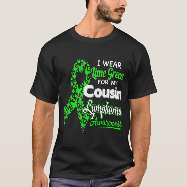 Camiseta Yo Uso Un Lime Green Para Mi Primo - Linfoma Aware (Anverso)
