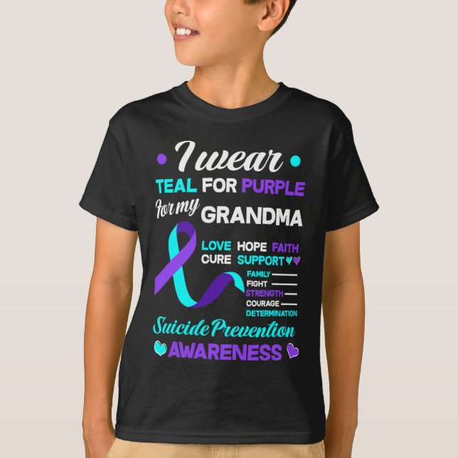 Camiseta Yo uso Verde azulado y morado para mi abuela suici (Anverso)