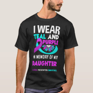 Camiseta Yo Uso Verde azulado Y Morado Para Mi Hija Suicidi