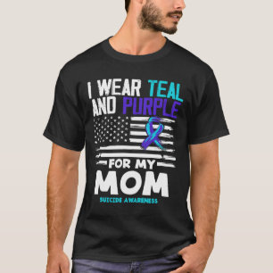 Camiseta Yo Uso Verde azulado Y Morado Para Mi Mamá Suicida