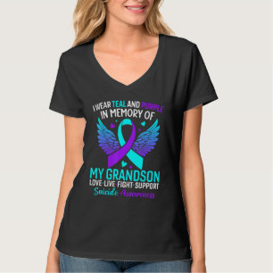 Camiseta Yo Uso Verde azulado Y Morado Para Mi Nieto Suicid