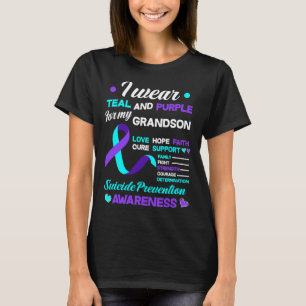 Camiseta Yo Uso Verde azulado Y Morado Para Mi Nieto Suicid