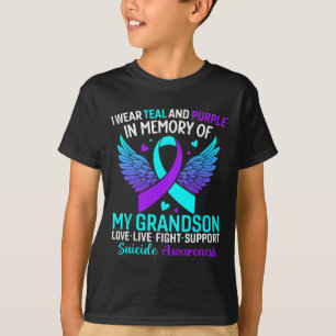Camiseta Yo Uso Verde azulado Y Morado Para Mi Nieto Suicid