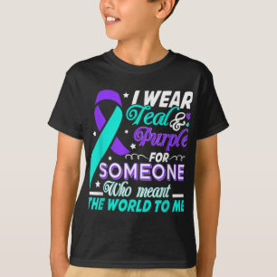 Camiseta Yo Uso Verde azulado Y Púrpura Para Alguien Que Am