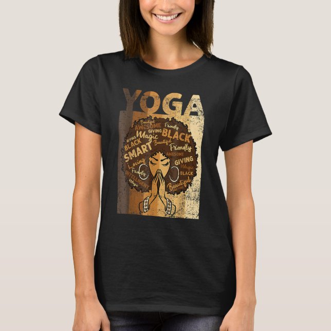 Camiseta Yoga Afro Woman Black History Month BLM Melanin Ze (Anverso)