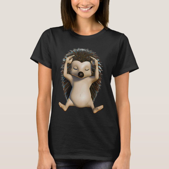 Camiseta Yoga Animal  Hedgehog in Yoga Pose  Unique Yoga  1 (Anverso)