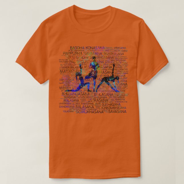 Camiseta Yoga AsanasPoses Arte de Palabras de Sánscrito (Diseño del anverso)
