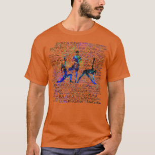 Camiseta Yoga AsanasPoses Arte de Palabras de Sánscrito