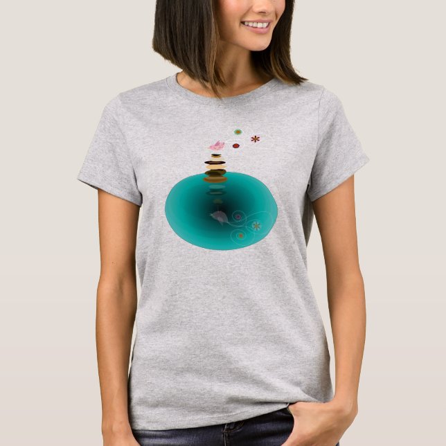 Camiseta Yoga, balanceo de aves. (Anverso)