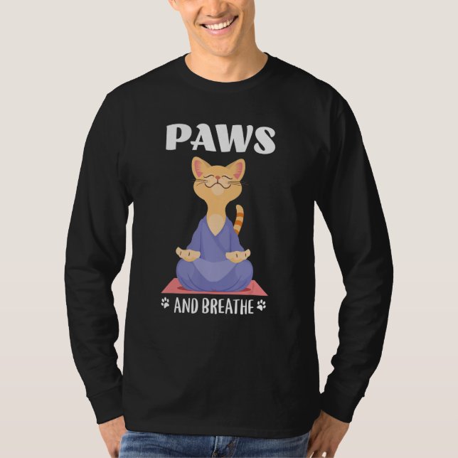 Camiseta Yoga Cat Cute Paws And Breathe (Anverso)