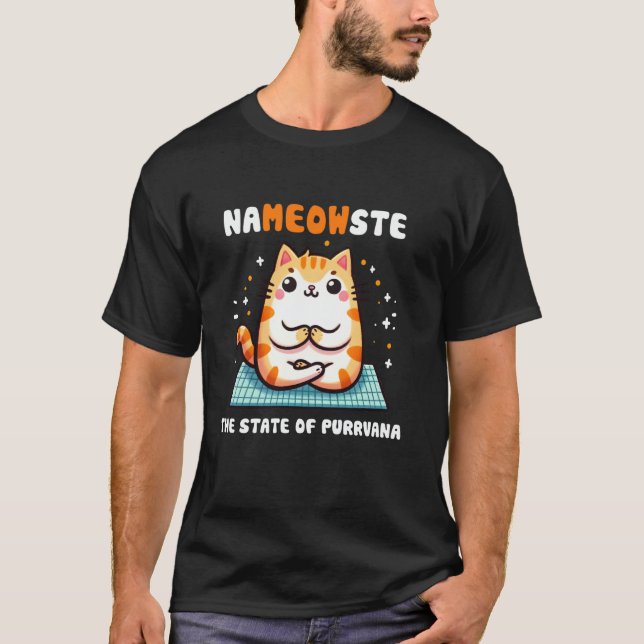 Camiseta Yoga cat, meditation cat (Anverso)