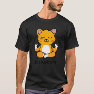 Camiseta Yoga Cat Stay Pawsitive Zen Joke Pun Yoga