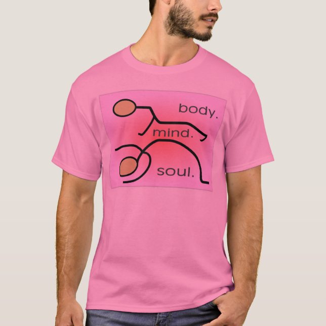 Camiseta Yoga--"Cuerpo. Mente. Regalos del alma"--Gente del (Anverso)