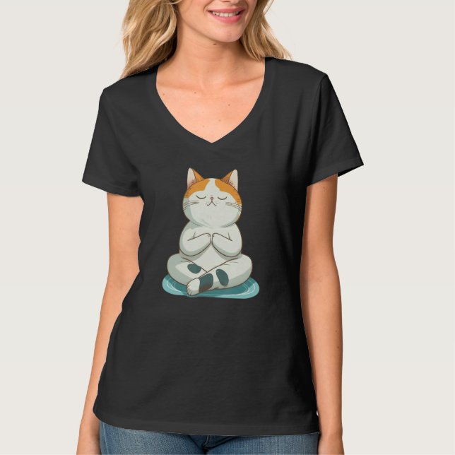 Camiseta Yoga Cute Kitty Cat (Anverso)