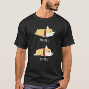 Camiseta Yoga de Corgi Adorable Inhala Exhala