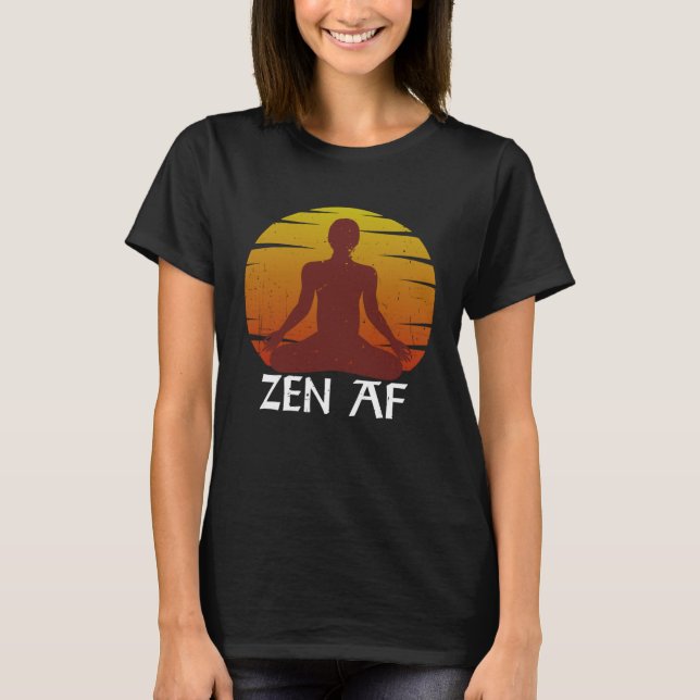 Camiseta Yoga de época Zen AF en Sunrise Mediation Namaste (Anverso)
