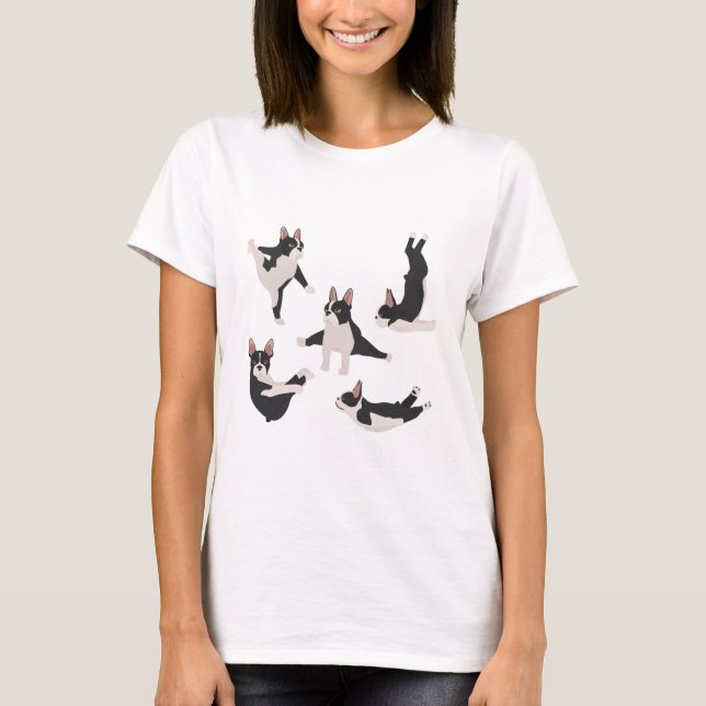 Camiseta Yoga de perro de Boston terrier (Anverso)
