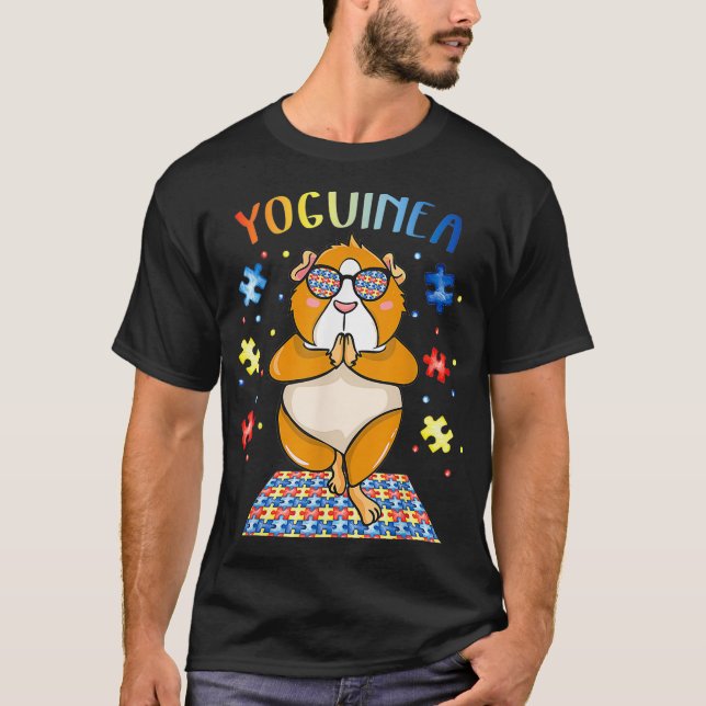 Camiseta Yoga del autismo de los cerdos de Guinea  (Anverso)