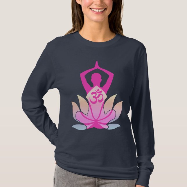 Camiseta Yoga espiritual de la flor de OM Namaste Lotus en (Anverso)