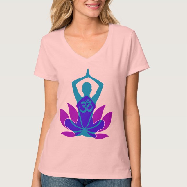 Camiseta Yoga espiritual de la flor de OM Namaste Lotus en (Anverso)