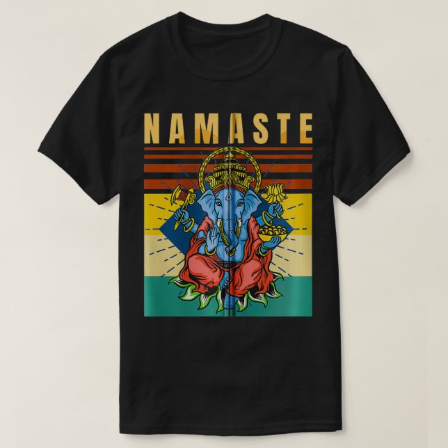 Camiseta Yoga Ganesha Meditación Espiritual Namaste Retr (Diseño del anverso)