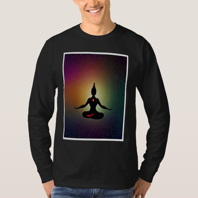 Camiseta Yoga Girl Female Sun Salutation Meditation Chakra  (Anverso)