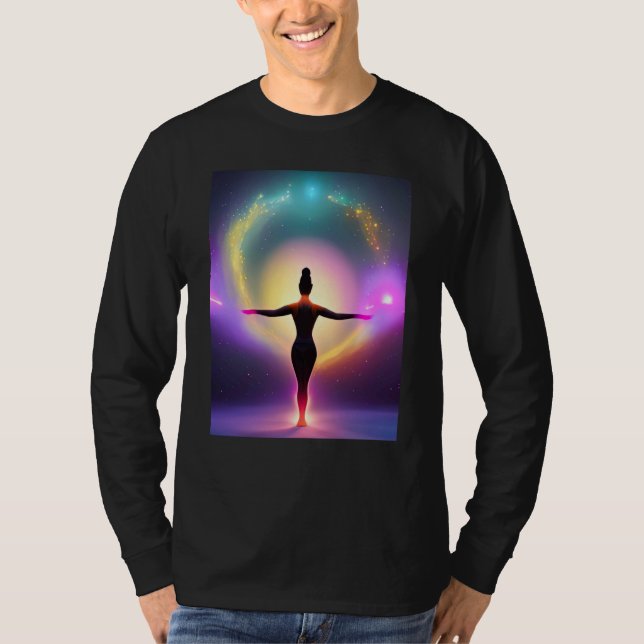 Camiseta Yoga Girl Female Sun Salutation Meditation Chakra  (Anverso)