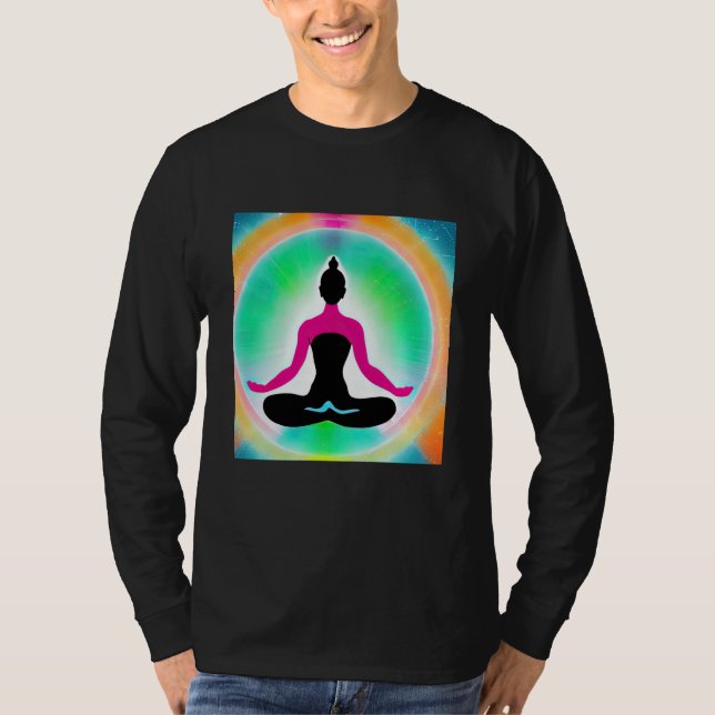 Camiseta Yoga Girl Female Sun Salutation Meditation Chakra  (Anverso)