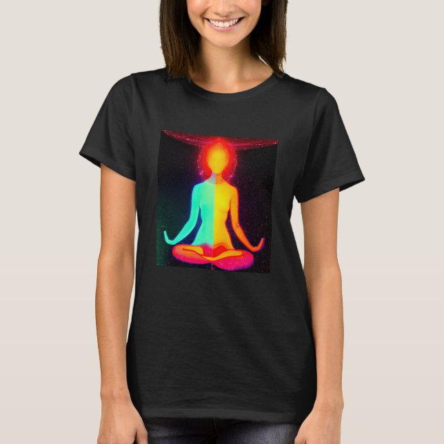 Camiseta Yoga Girl Female Sun Salutation Meditation Chakra  (Anverso)
