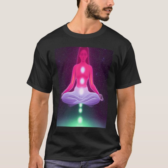 Camiseta Yoga Girl Female Sun Salutation Meditation Chakra  (Anverso)