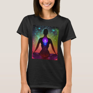 Camiseta Yoga Girl Female Sun Salutation Meditation Chakra