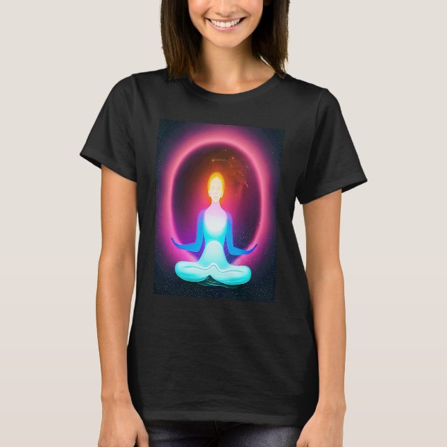 Camiseta Yoga Girl Female Sun Salutation Meditation Chakra  (Anverso)