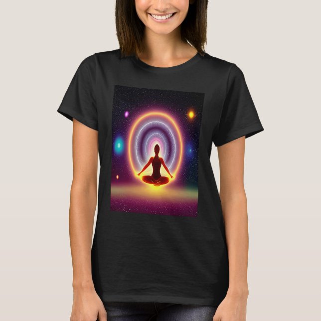 Camiseta Yoga Girl Female Sun Salutation Meditation Chakra  (Anverso)