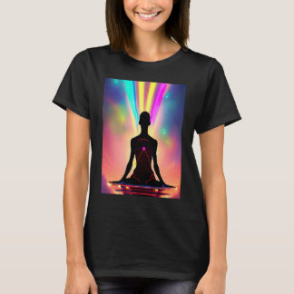 Camiseta Yoga Girl Female Sun Salutation Meditation Chakra