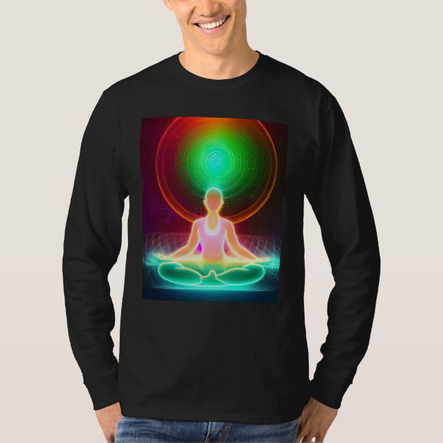 Camiseta Yoga Girl Female Sun Salutation Meditation Chakra  (Anverso)