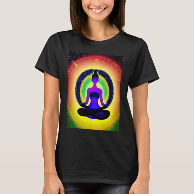 Camiseta Yoga Girl Female Sun Salutation Meditation Chakra  (Anverso)