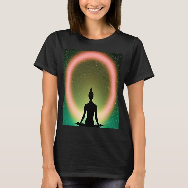 Camiseta Yoga Girl Female Sun Salutation Meditation Chakra  (Anverso)