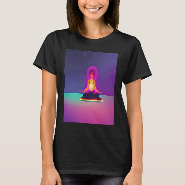 Camiseta Yoga Girl Female Sun Salutation Meditation Chakra  (Anverso)