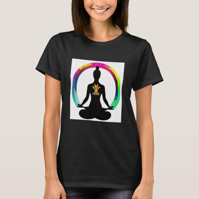 Camiseta Yoga Girl Female Sun Salutation Meditation Chakra  (Anverso)