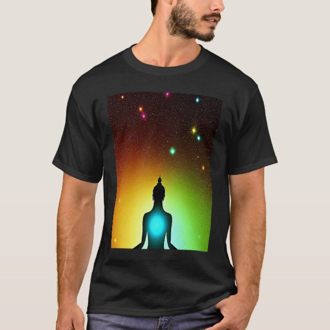 Camiseta Yoga Girl Female Sun Salutation Meditation Chakra  (Anverso)