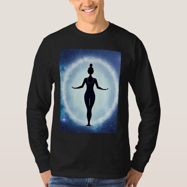Camiseta Yoga Girl Female Sun Salutation Meditation Chakra  (Anverso)