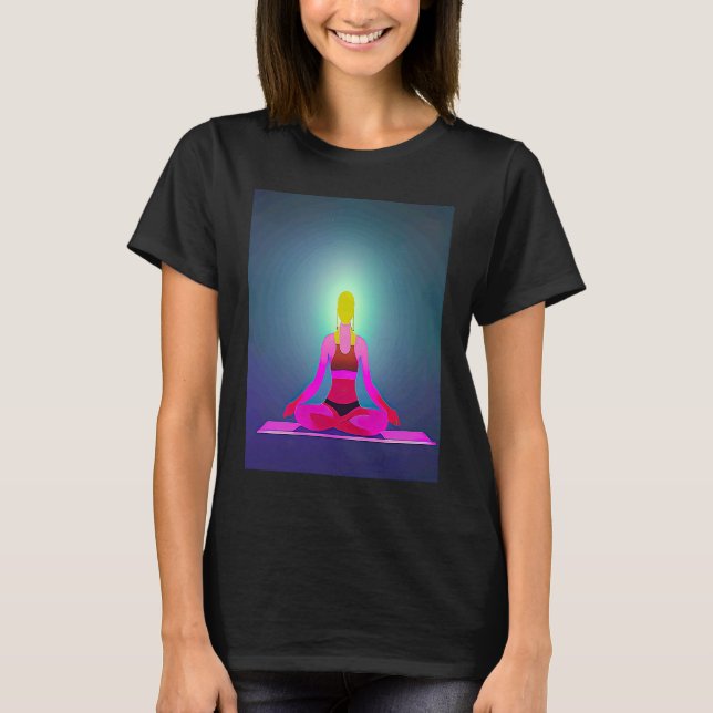 Camiseta Yoga Girl Female Sun Salutation Meditation Chakra  (Anverso)