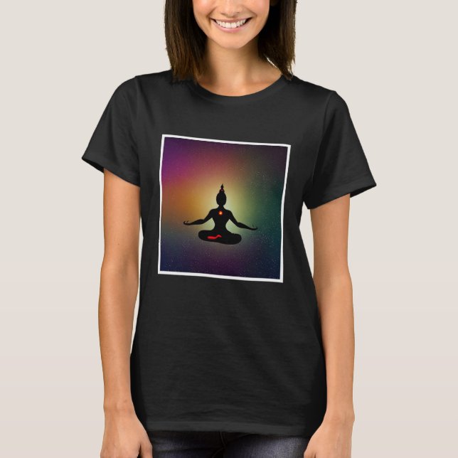 Camiseta Yoga Girl Female Sun Salutation Meditation Chakra  (Anverso)