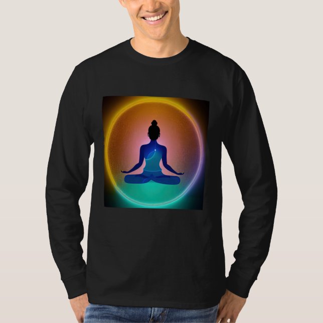 Camiseta Yoga Girl Female Sun Salutation Meditation Chakra  (Anverso)