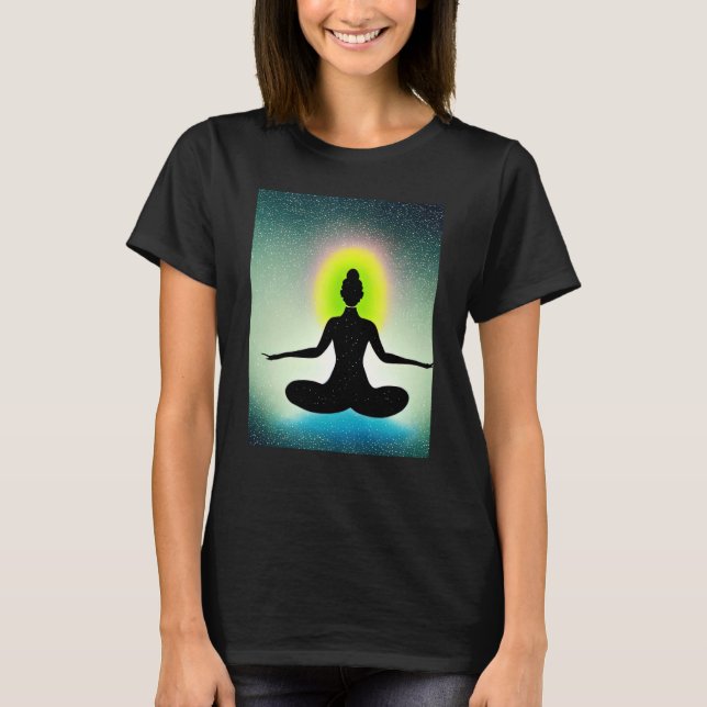 Camiseta Yoga Girl Female Sun Salutation Meditation Chakra  (Anverso)