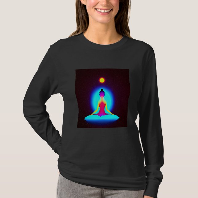 Camiseta Yoga Girl Female Sun Salutation Meditation Chakra  (Anverso)