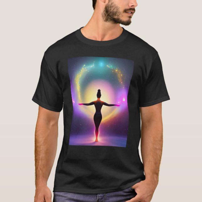 Camiseta Yoga Girl Female Sun Salutation Meditation Chakra  (Anverso)