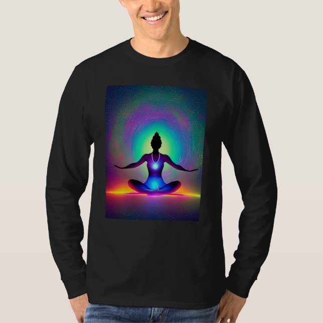 Camiseta Yoga Girl Female Sun Salutation Meditation Chakra  (Anverso)