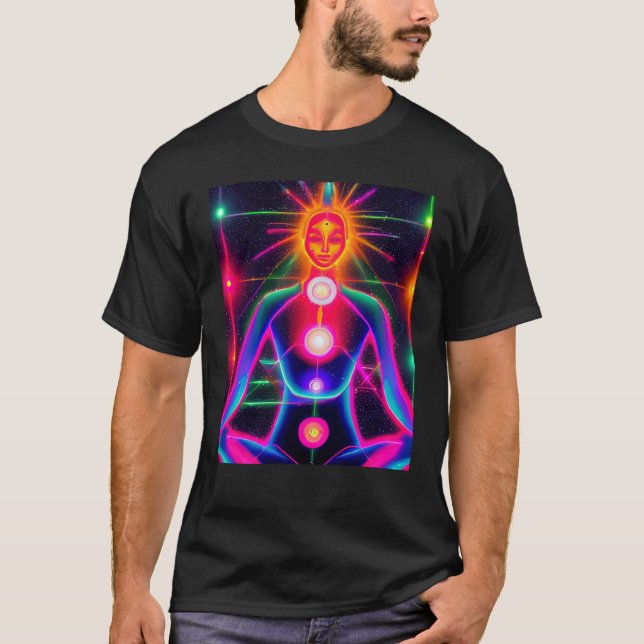 Camiseta Yoga Girl Female Sun Salutation Meditation Chakra  (Anverso)