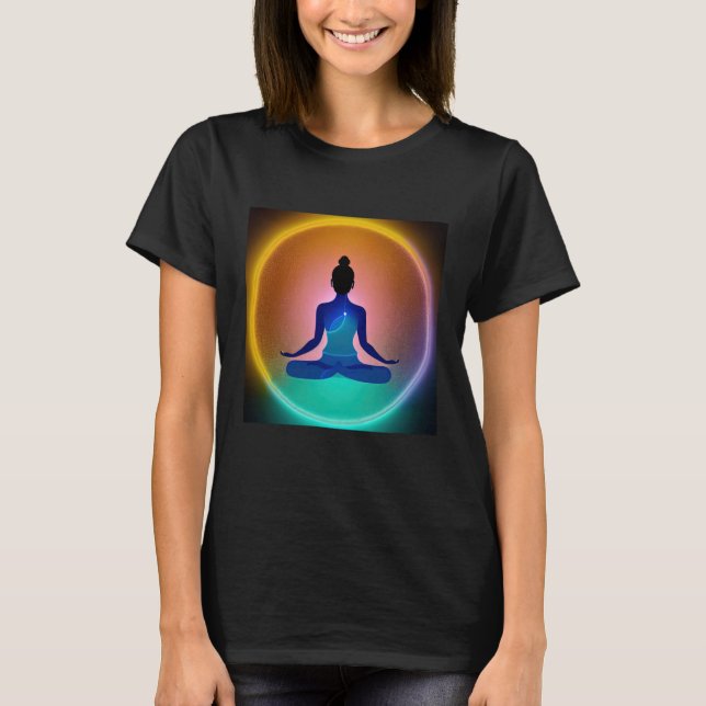 Camiseta Yoga Girl Female Sun Salutation Meditation Chakra  (Anverso)